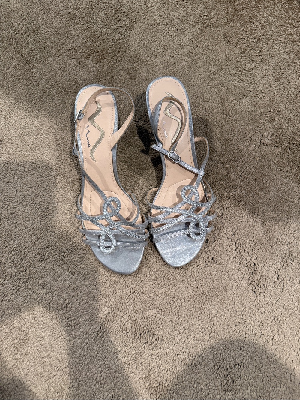 Nina Metallic Silver Strappy Evening Sandals